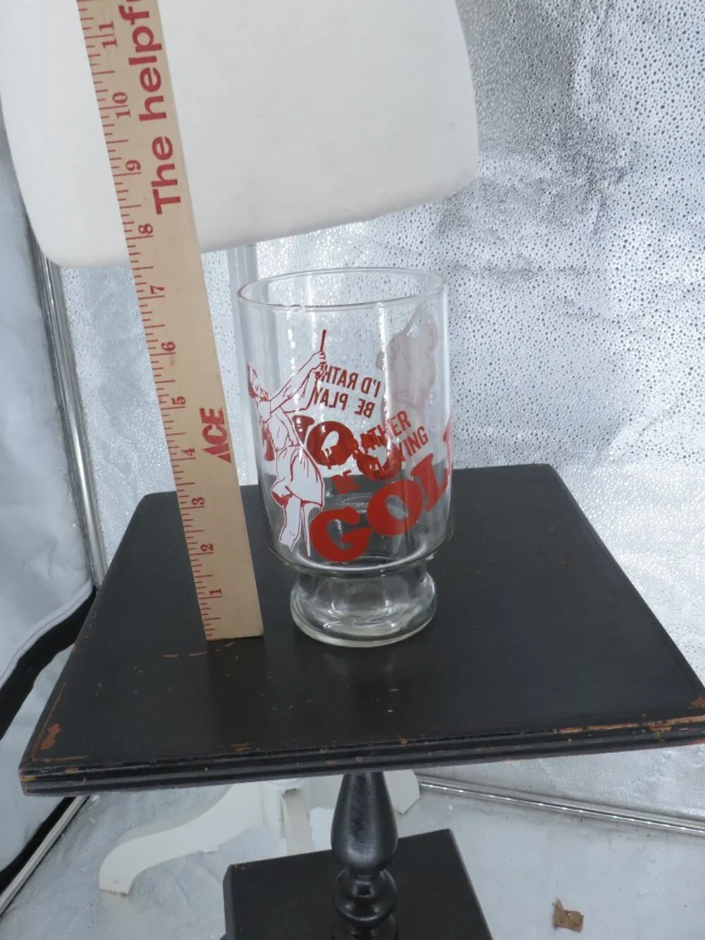 Vintage Golf Glass I’d Rather Be Playing Golf Footed Barware Tumbler Xtr large